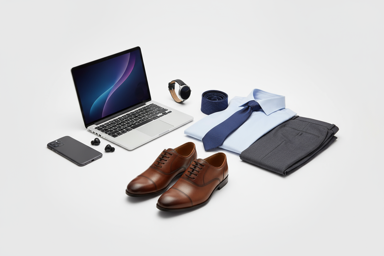 create product of electronic and men dress